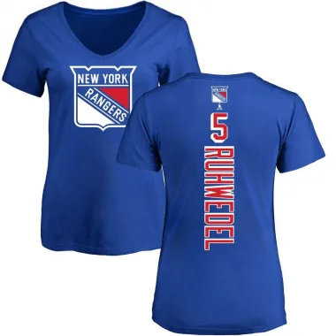 Blue Women's Chad Ruhwedel New York Rangers Backer T-Shirt -